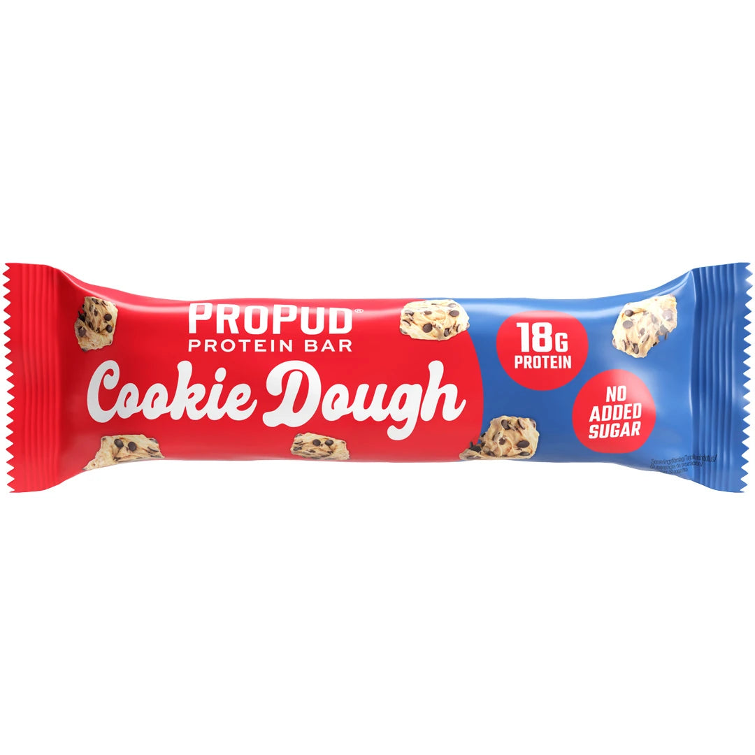 NJIE ProPud Proteinbar 55 g puna-sinisessä pakkauksessa, makuna Cookie Dough.