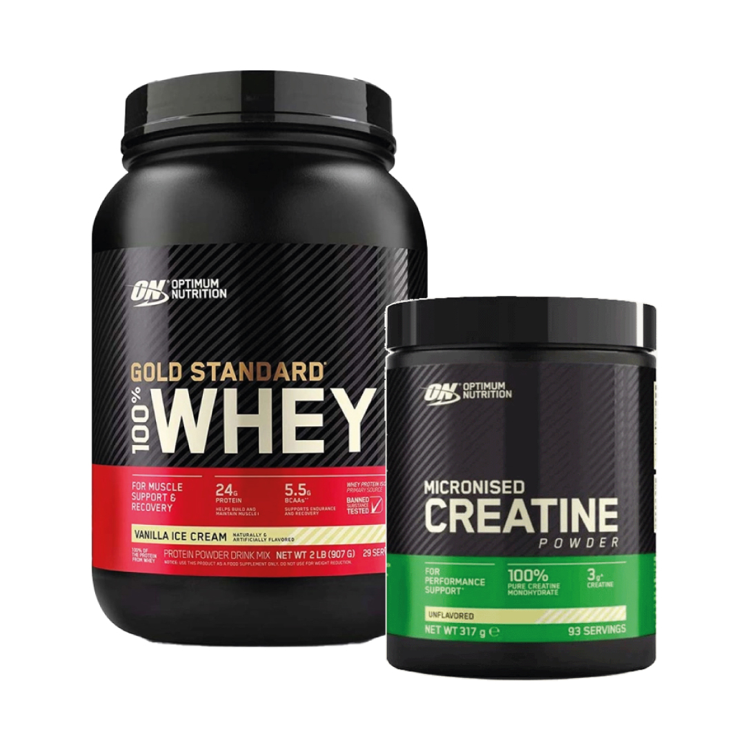 Optimum Nutrition 100% Whey Gold Standard 907 g Proteiinijauhe + Optimum Nutrition Kreatiinijauhe 317 g