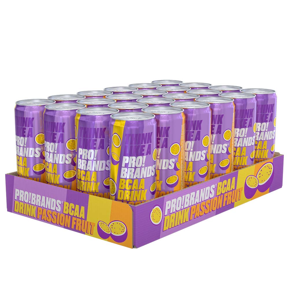 24 x Pro Brands BCAA Drink 330 ml Passionfruit (105 mg kofeiinia)