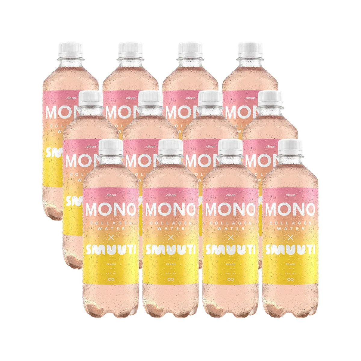 12 x Clean MONO X Smuuti Collagen Water 500 ml Peach, kuva 1/1