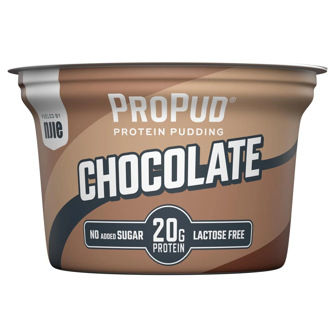 NJIE ProPud Chocolate 200 g -proteiinivanukas ruskeassa muovipikarissa valkoisilla ja tummanruskeilla yksityiskohdilla., kuva 4/4