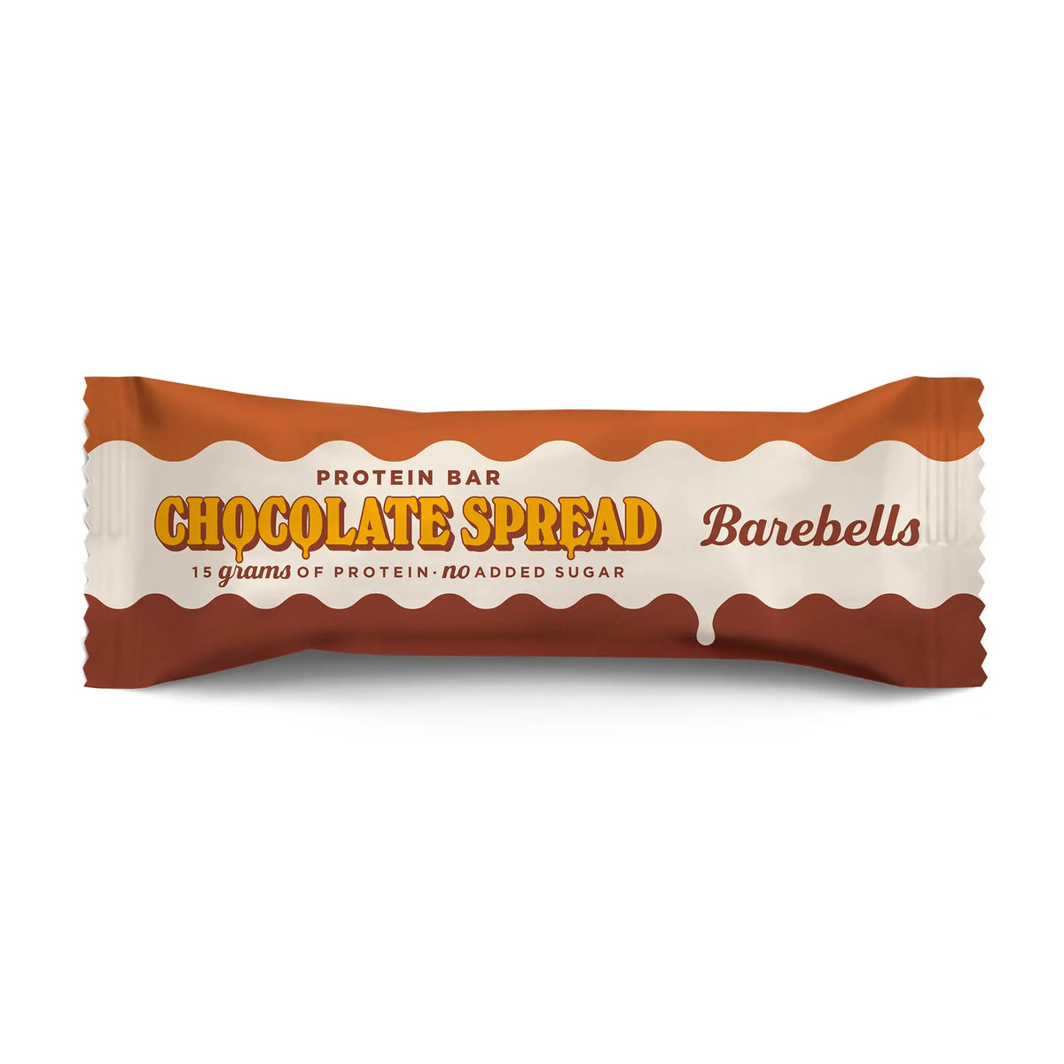 Barebells Soft Protein Bar 45 g ruskeassa ja valkoisessa pakkauksessa, makuna Chocolate Spread., kuva 2/4