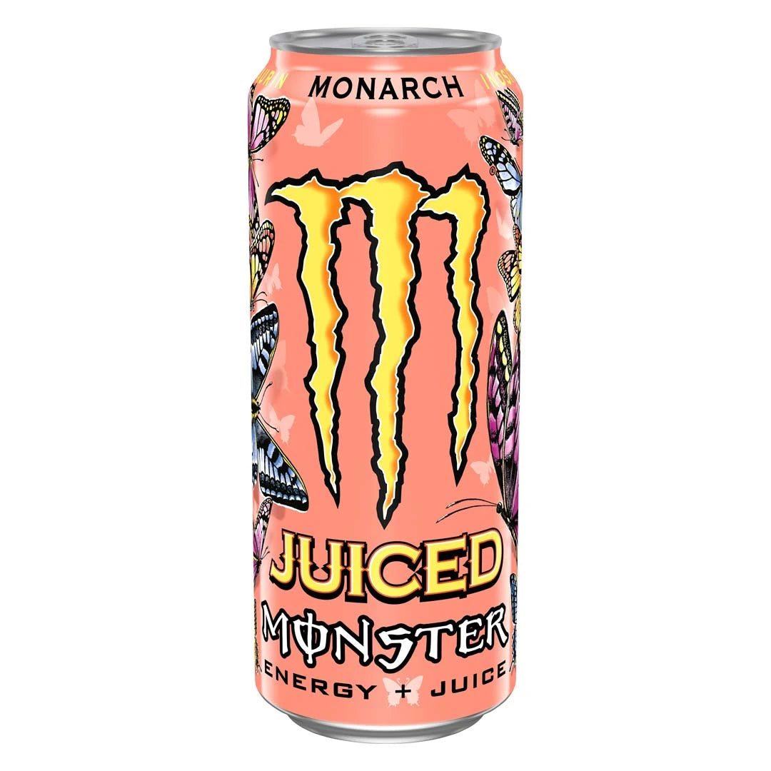 Monster Energy 500 ml vaaleanpunaisessa perhosilla koristellussa tölkissä, makuna Monarch., kuva 3/19