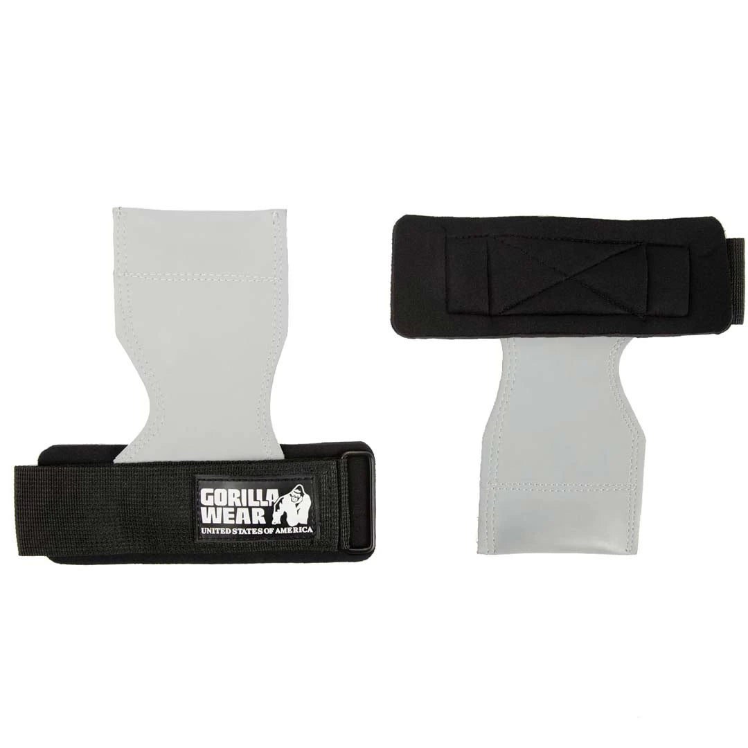 Gorilla Wear Lifting Grips Black/Grey harmaalla kumipinnalla ja mustilla tarranauhoilla.