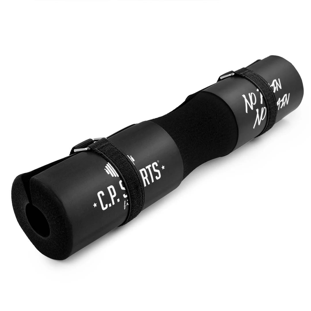 Musta C.P. Sports Barbell Pad Ø 10 cm Black -vaahtomuovipehmuste levytankoon kiinnityshihnoilla.