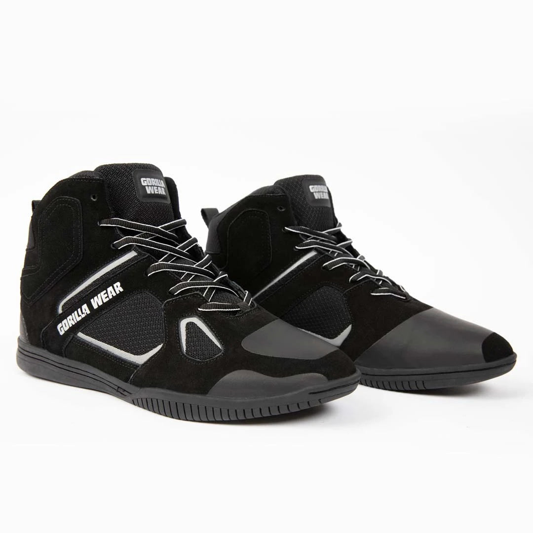 Gorilla Wear Troy High Tops Black &amp; Grey -treenikengät mustaa mokkaa harmailla yksityiskohdilla voimaharjoitteluun., kuva 5/10