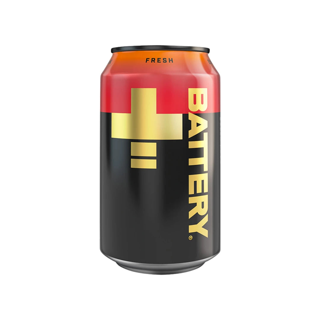 Battery Energy Drink 330 ml, virkistävä hiilihapotettu juoma mustassa tölkissä., kuva 3/4
