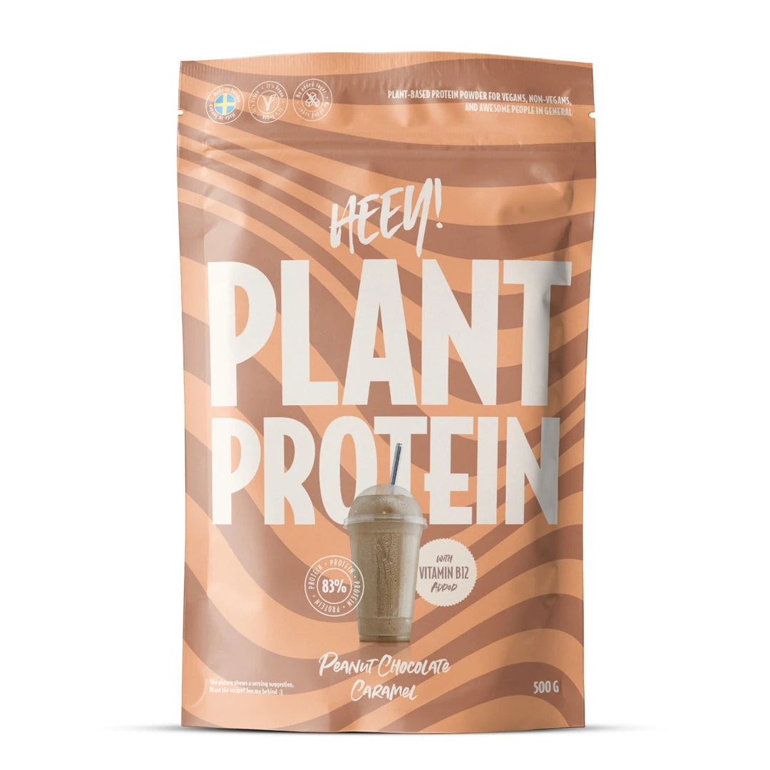 Heey! Vegaaninen proteiini 500 g -proteiinijauhe ruskearaidallisessa pussissa, makuna maapähkinä-suklaa-karamelli., kuva 9/9