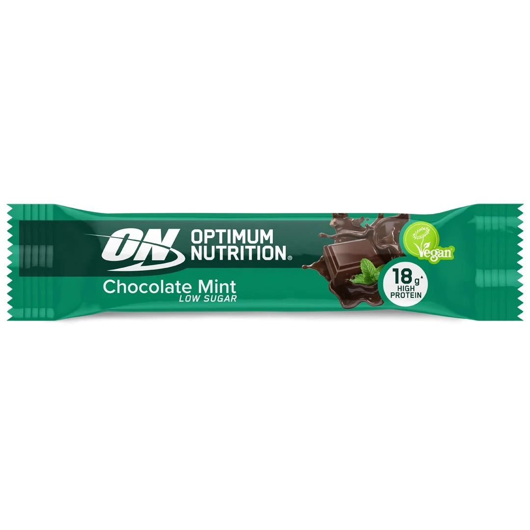 Optimum Nutrition Vegan Protein Bar 60 g vihreässä pakkauksessa, makuna Chocolate Mint.
