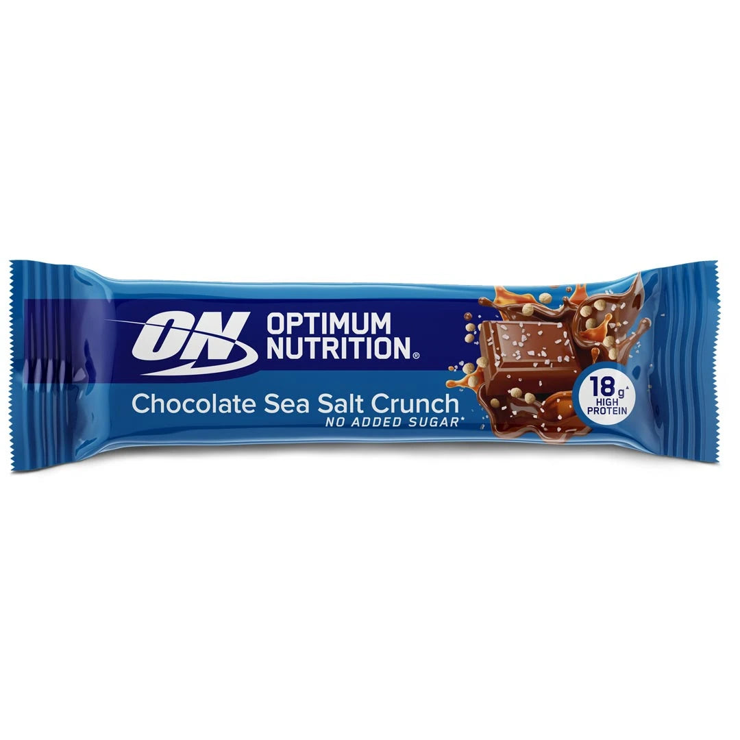 Optimum Nutrition Chocolate Protein Bar 59 g sinisessä pakkauksessa, makuna Chocolate Sea Salt Crunch.