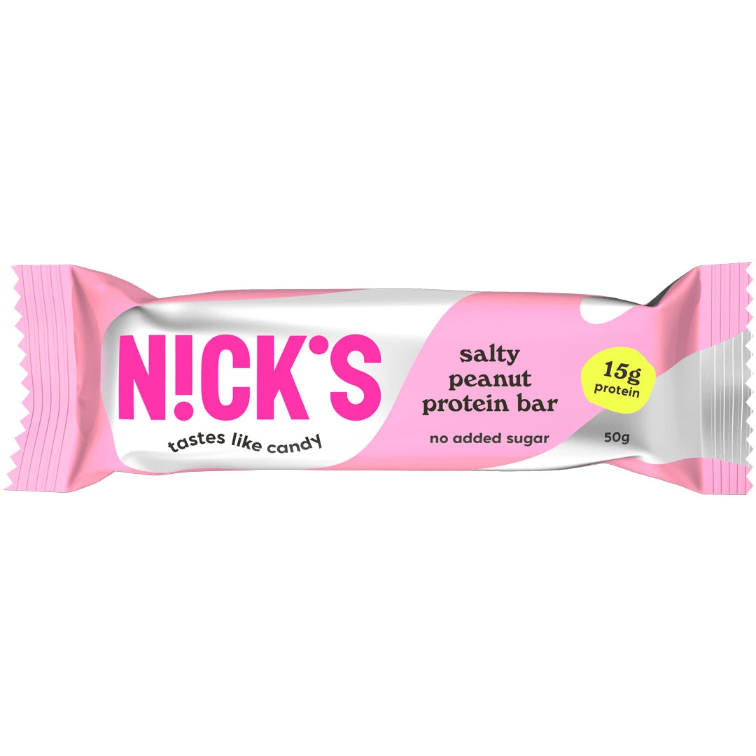 NICKS Soft bar 50 g -proteiinipatukka vaaleanpunavalkoisessa pakkauksessa, makuna Salty Peanut., kuva 4/6