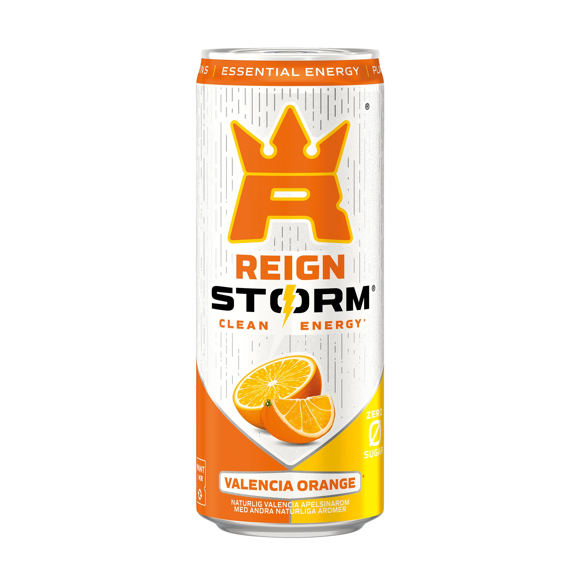 Reign Storm Energy 355 ml valko-oranssissa tölkissä appelsiinikuviolla, makuna Valencia Orange., kuva 2/5