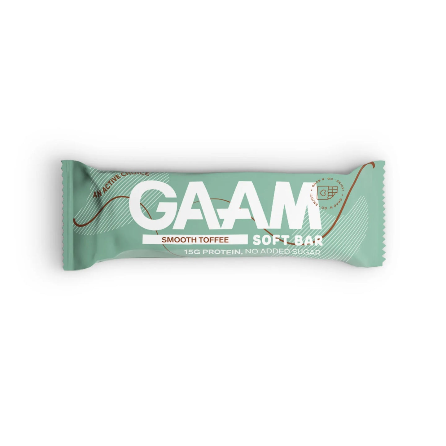 GAAM Protein & Soft bar 45 g vaaleanvihreässä pakkauksessa, makuna Smooth Toffee.