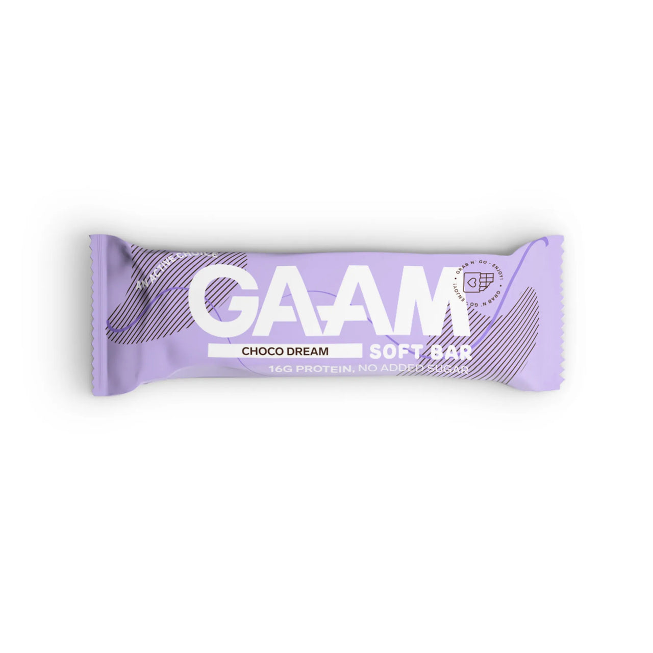 GAAM Protein & Soft bar 45 g vaaleanvioletissa pakkauksessa, makuna Choco Dream.