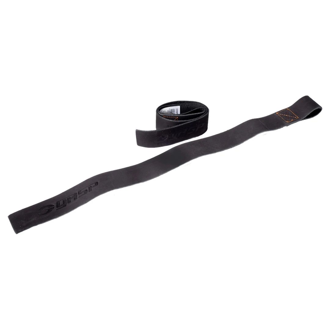 Mustat, nahkaiset Gasp Leather Straps Black -vetoremmit kohokuvioidulla logolla.