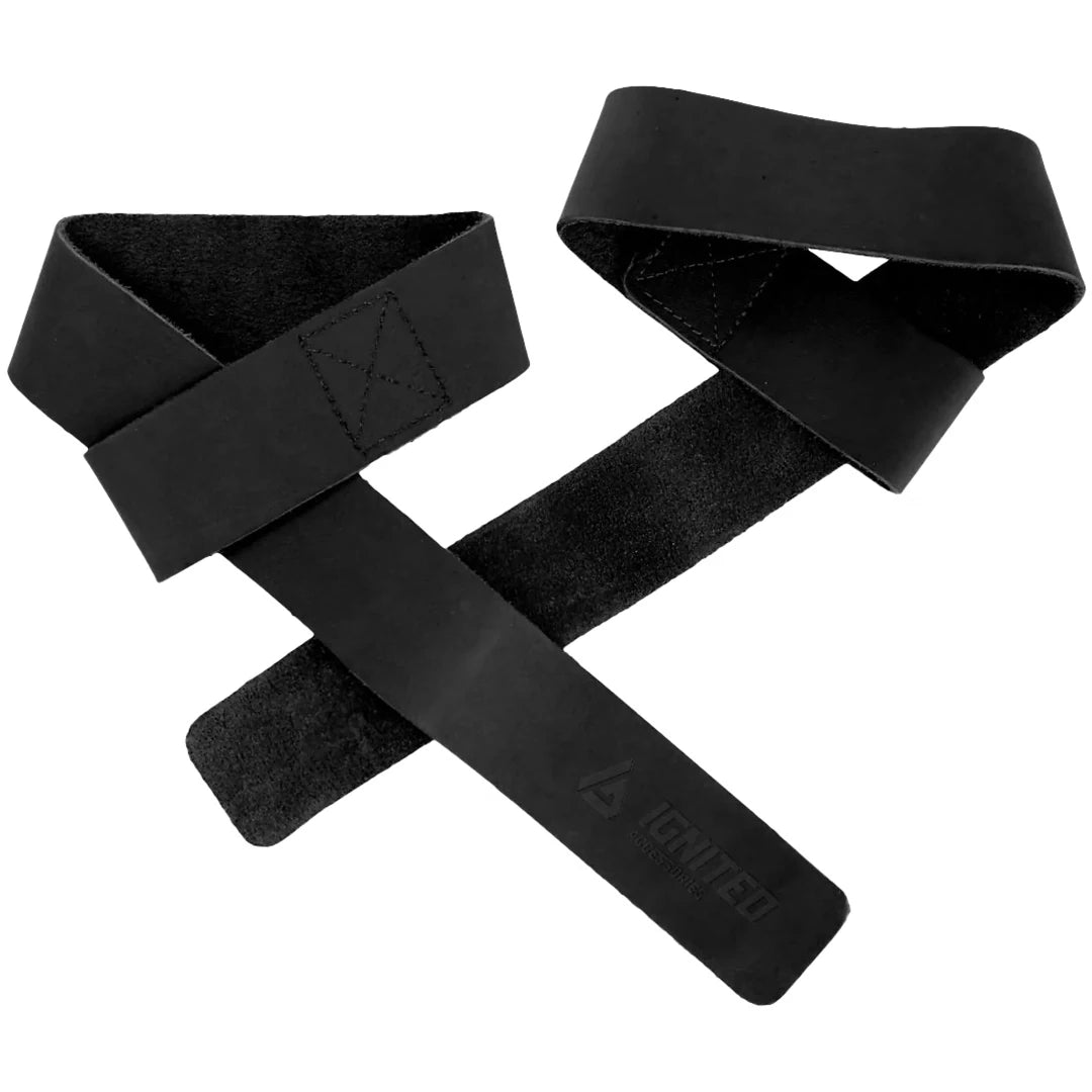 Ignited Premium Adjustable Leather Straps Grey ovat mustat, säädettävät nahkaiset vetoremmit raskaaseen voimaharjoitteluun.