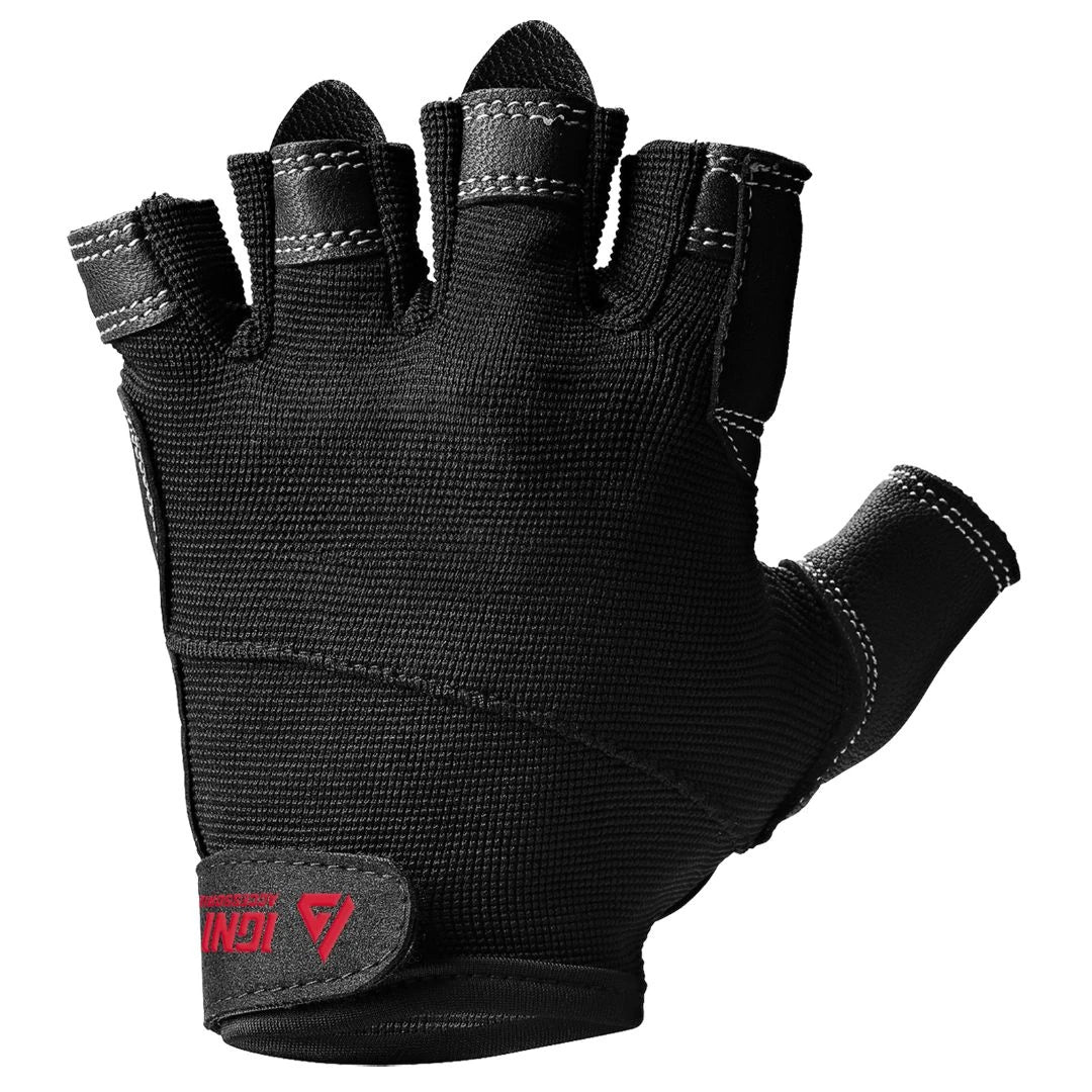 Musta puolisorminen Ignited Premium Lifting Gloves Black -treenikäsine tarrakiinnityksellä raskaisiin nostoihin.