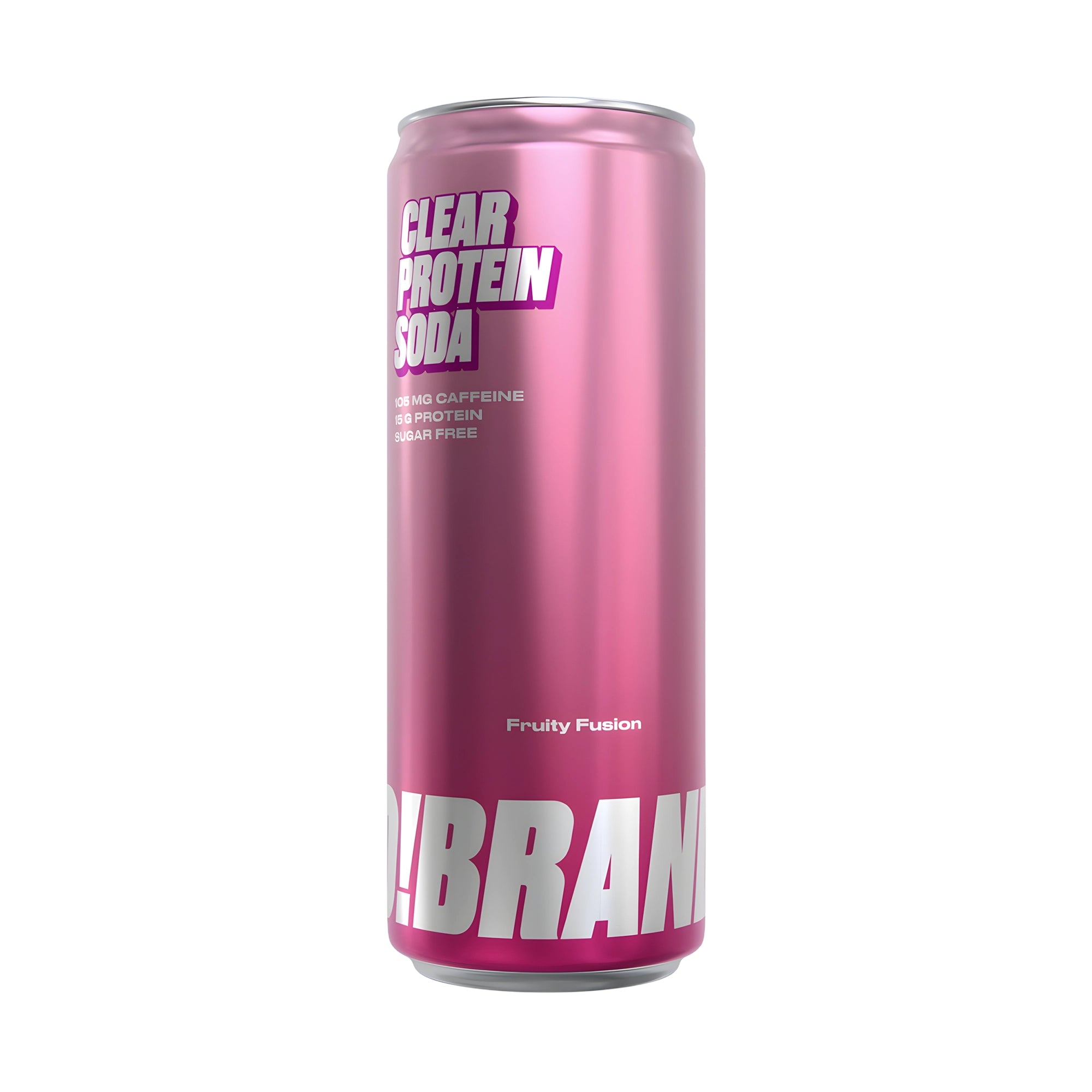 Pro Brands Clear Protein Soda 330 ml vaaleanpunaisessa tölkissä, makuna Fruity Fusion., kuva 1/3