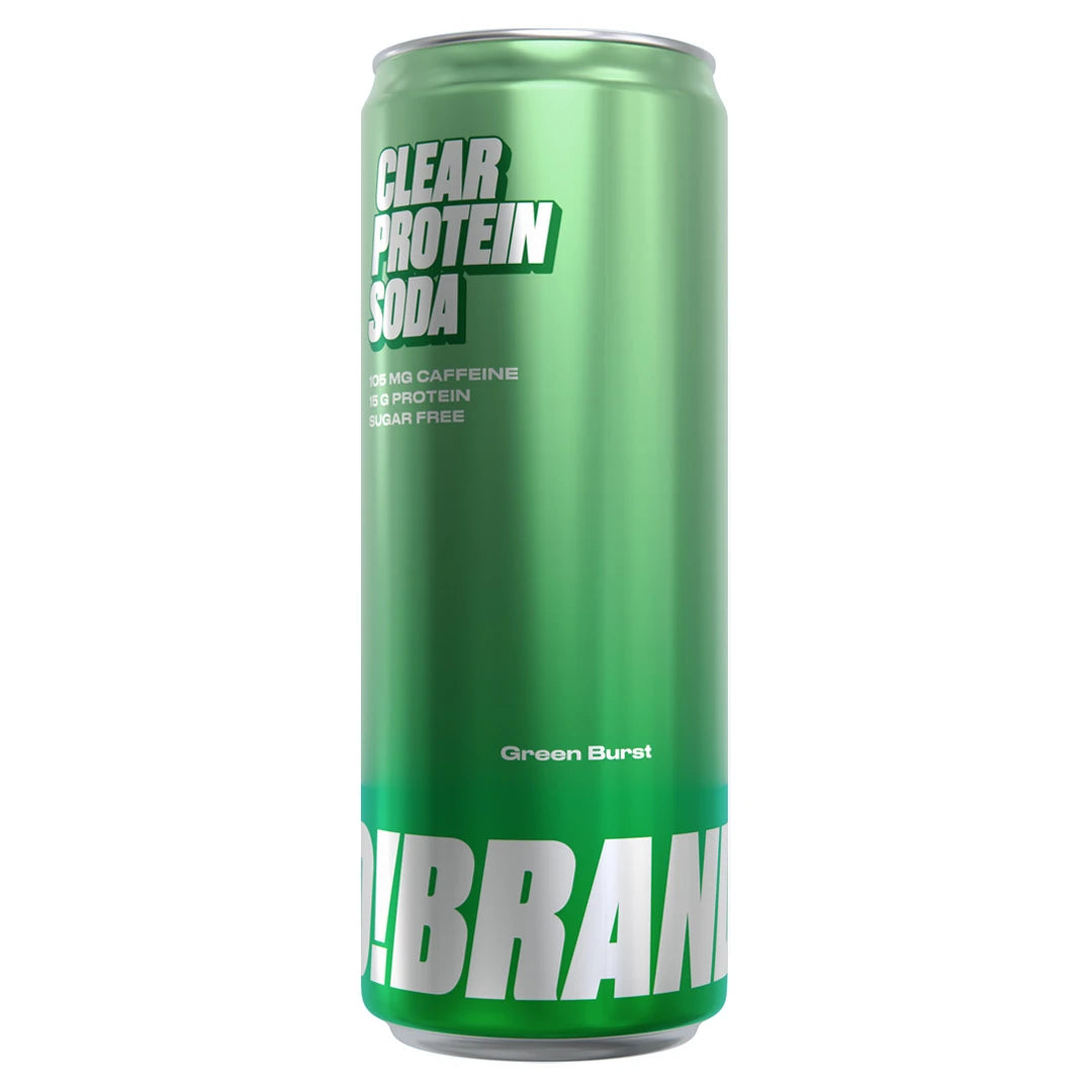 Pro Brands Clear Protein Soda 330 ml vihreässä metallitölkissä, makuna Green Burst.