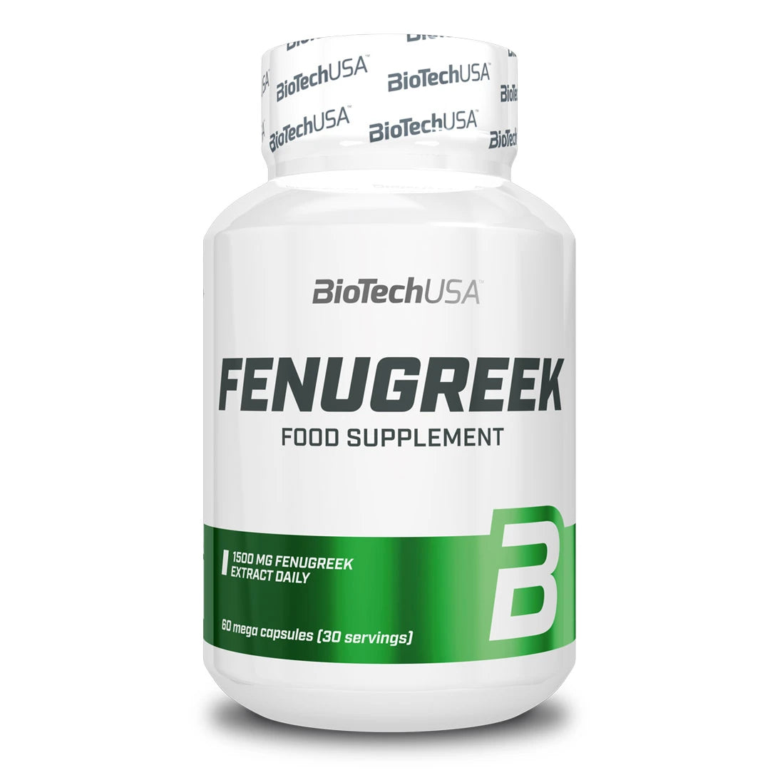 BioTechUSA Fenugreek 60 caps valkoisessa purkissa vihreällä etiketillä.