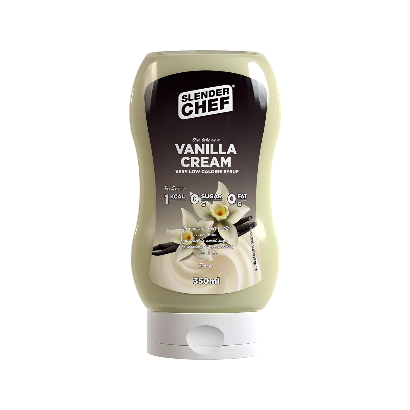 Slender Chef Sweet Sauce 350 ml -kastike puristepullossa vaniljankukkakuvituksella maulle Vanilla Cream., kuva 3/7