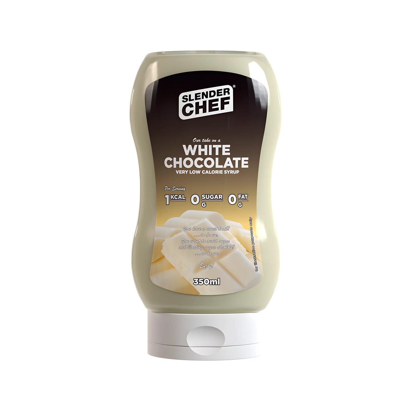 Slender Chef Sweet Sauce 350 ml -jälkiruokakastike puristepullossa valkosuklaakuvituksella, makuna White Chocolate., kuva 5/7