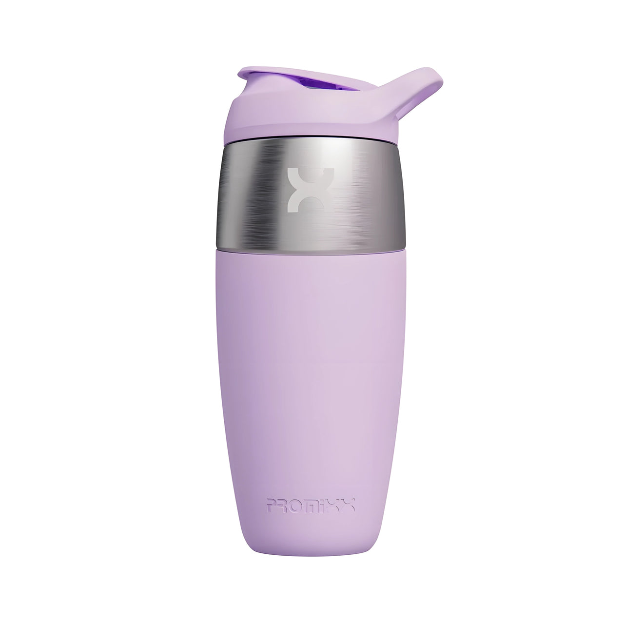 Vaaleanliila ProMixx Pursuit Single Wall Steel 950 ml ruostumattomasta teräksestä valmistettu shaker silikonipinnalla.