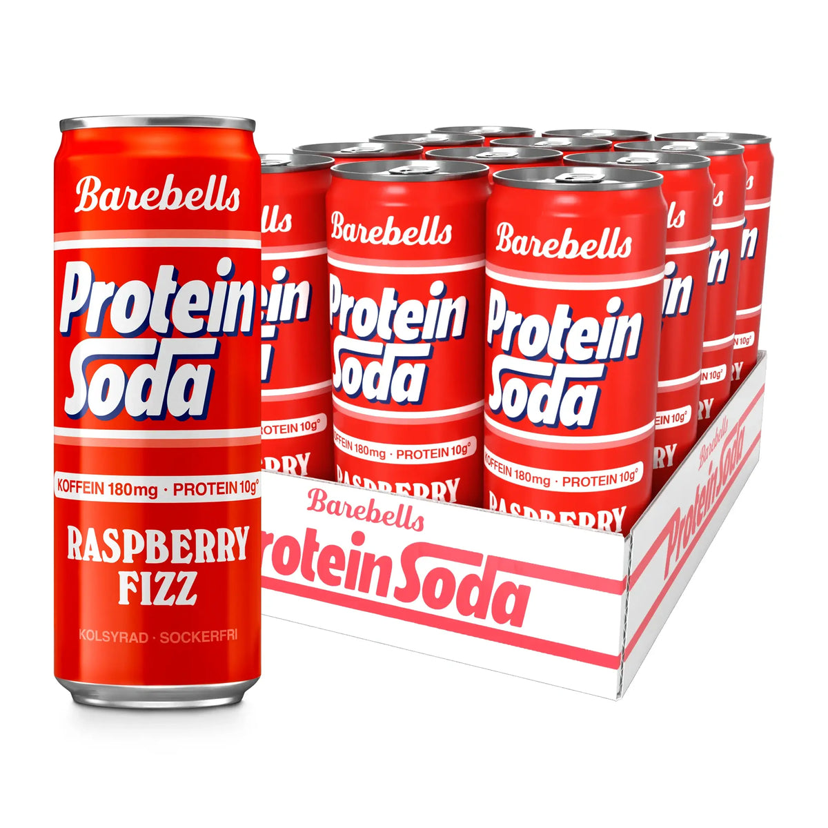 12 x Barebells Protein Soda 355 ml Raspberry Fizz, kuva 1/1