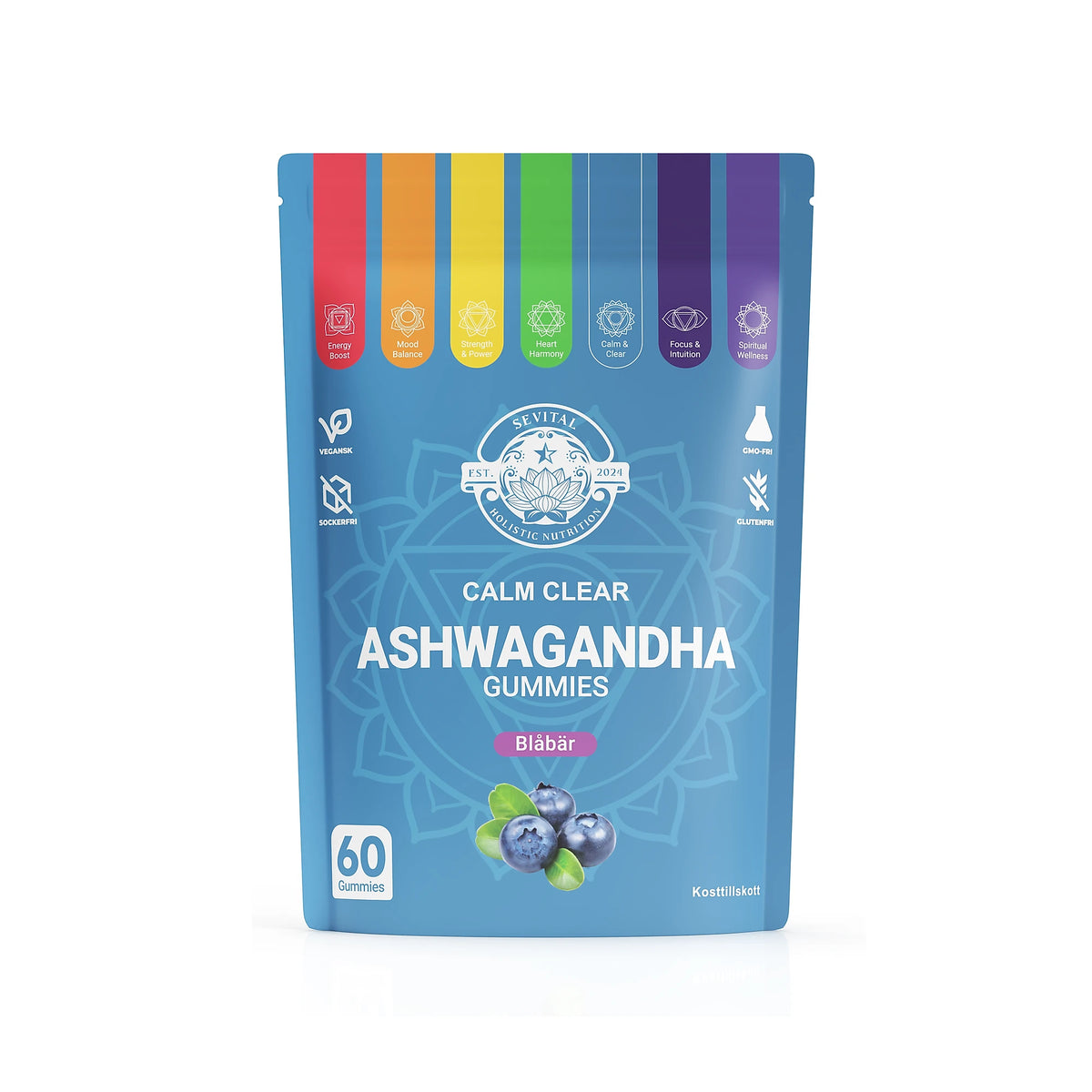 Sevital Ashwagandha Gummies 60 kpl Mustikka, kuva 1/1