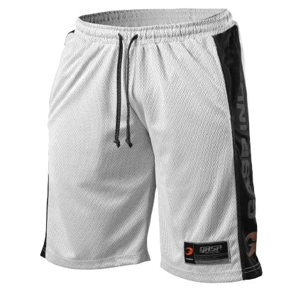 Gasp No1 Mesh Shorts White &amp; Black - valkoiset verkkokankaiset treenishortsit mustilla sivupaneeleilla., kuva 5/5
