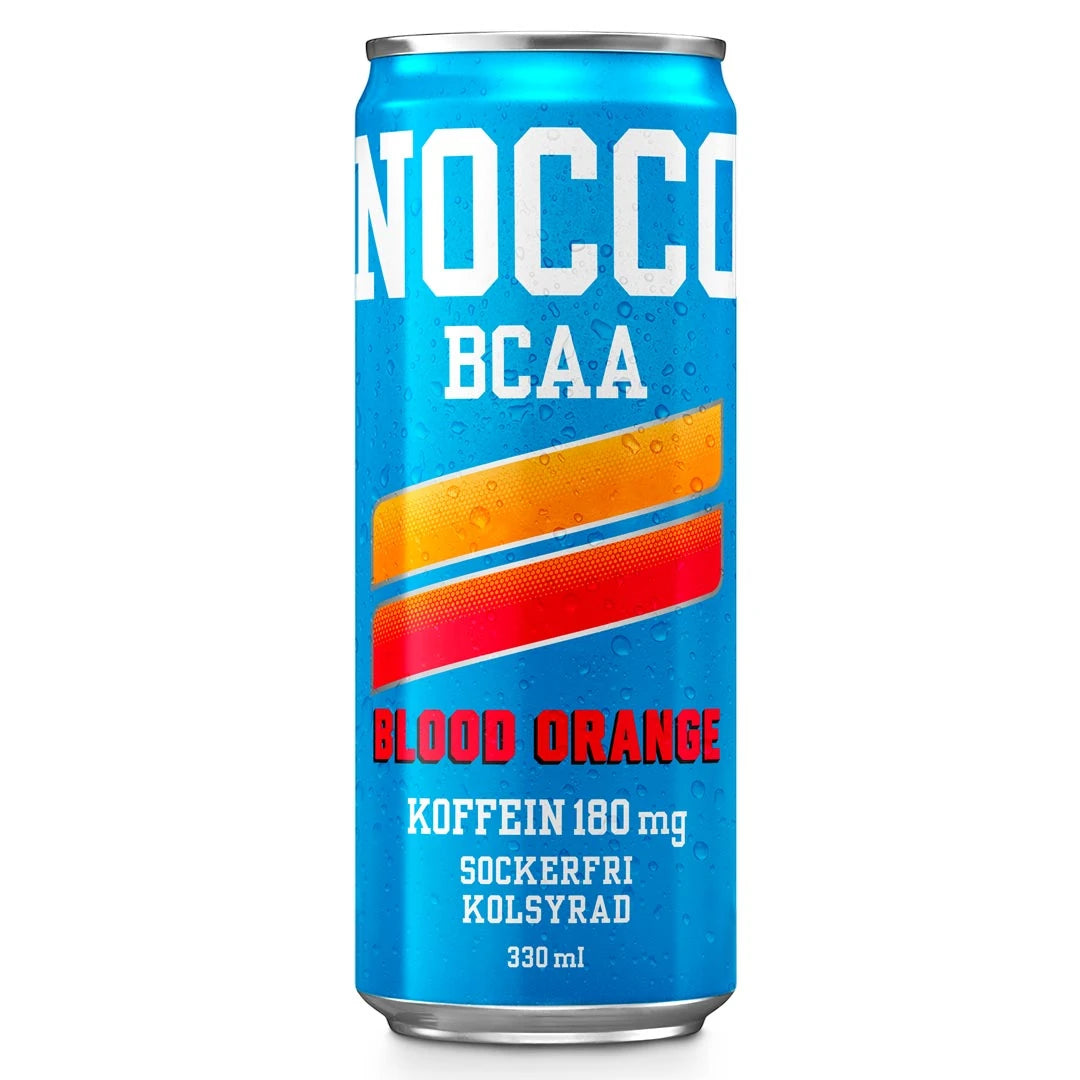 NOCCO BCAA 330 ml -energiaruoho sinisessä tölkissä Blood Orange -maussa.