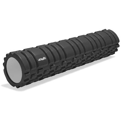 Musta kuvioitu Virtufit Foam Roller 62 cm Rosa -hierontarulla lihasten palautumiseen.