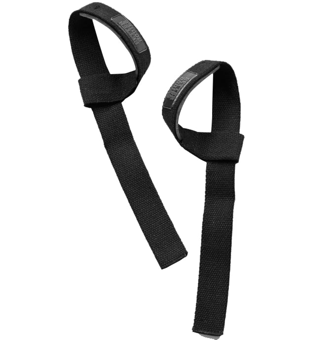 Mustat Better Bodies Lifting Straps, säädettävät puuvillaiset vetoremmit neopreenipehmusteella raskaisiin nostoihin.