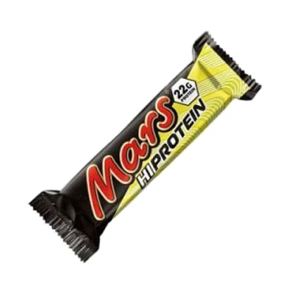 Mars Hi Protein Bar 59 g mustassa ja kultaisessa kääreessä klassisella punaisella logolla.