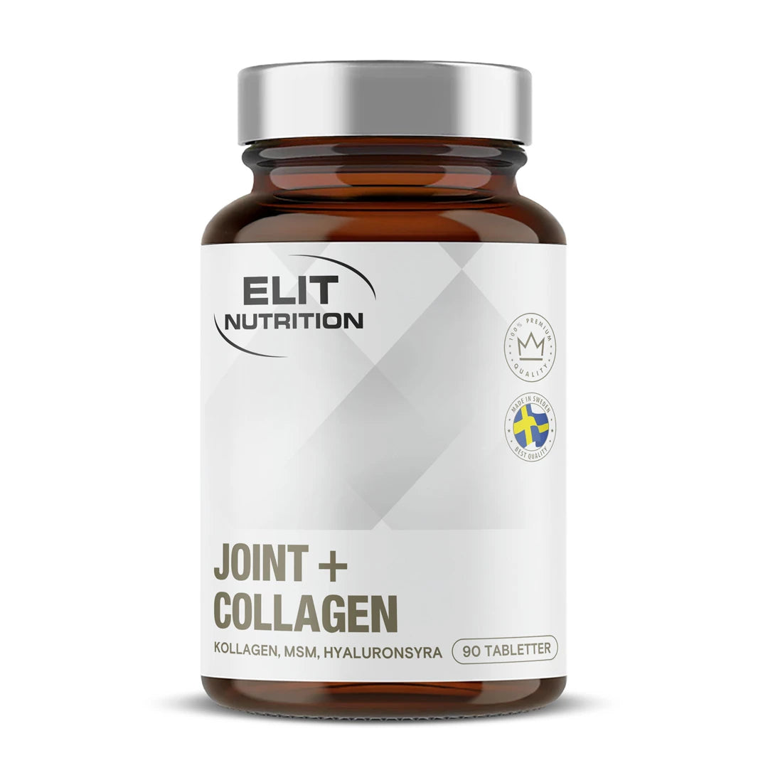 Elit Nutrition Strong Joint 90 caps -ravintolisä tummanruskeassa purkissa, jossa on hopeanvärinen kansi ja valkoinen etiketti.
