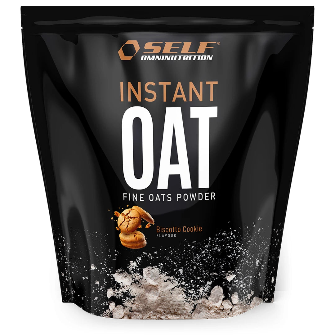 Self Omninutrition Instant Oat 1 kg -kaurajauho mustassa pussissa, jossa on keksikuvitus maulle Biscotto Cookie., kuva 10/14