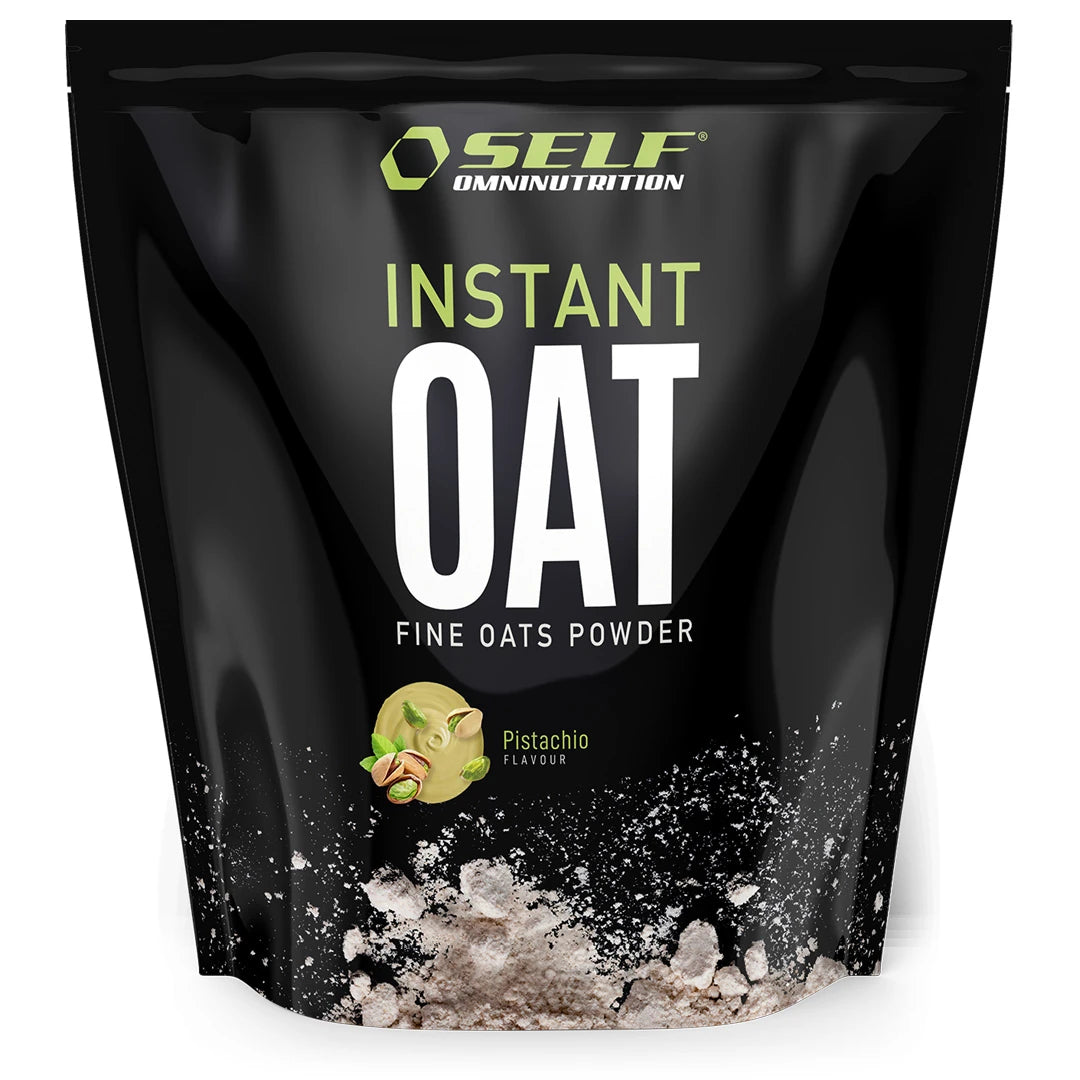 Self Omninutrition Instant Oat 1 kg -kaurajauho mustassa pussissa vihrein yksityiskohdin, makuna Pistachio., kuva 12/14
