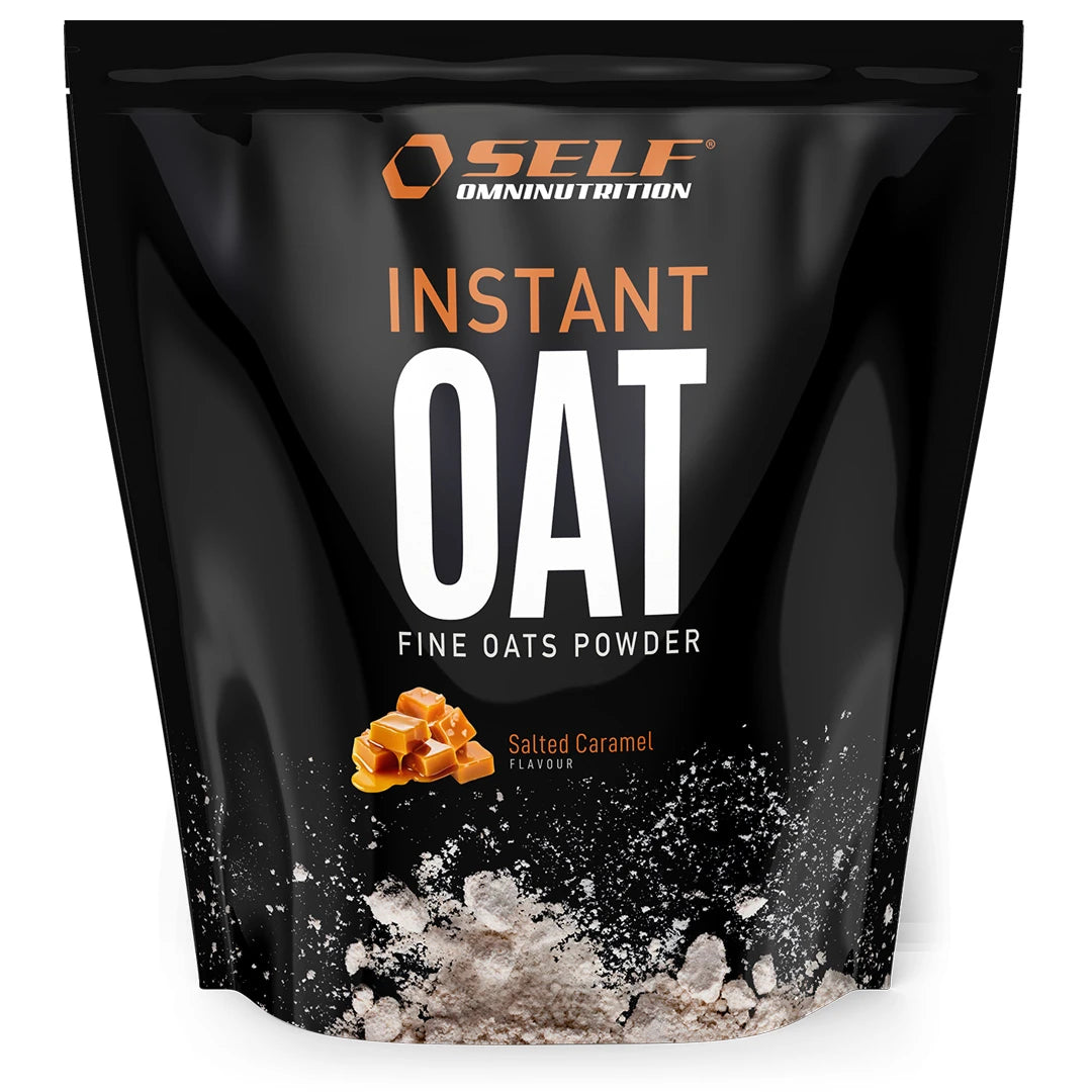 Self Omninutrition Instant Oat 1 kg -kaurajauho mustassa pussissa karamelliyksityiskohdin, makuna Salted Caramel., kuva 13/14