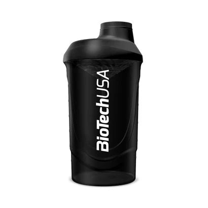BiotechUSA Wave shaker 600 ml mustalla designilla ja valkoisella logolla etupuolella., kuva 4/4