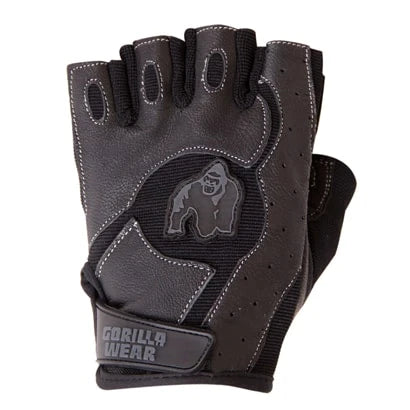Musta nahkainen ja verkkokankainen Gorilla Wear Mitchell Training Gloves -treenihanska logolla.