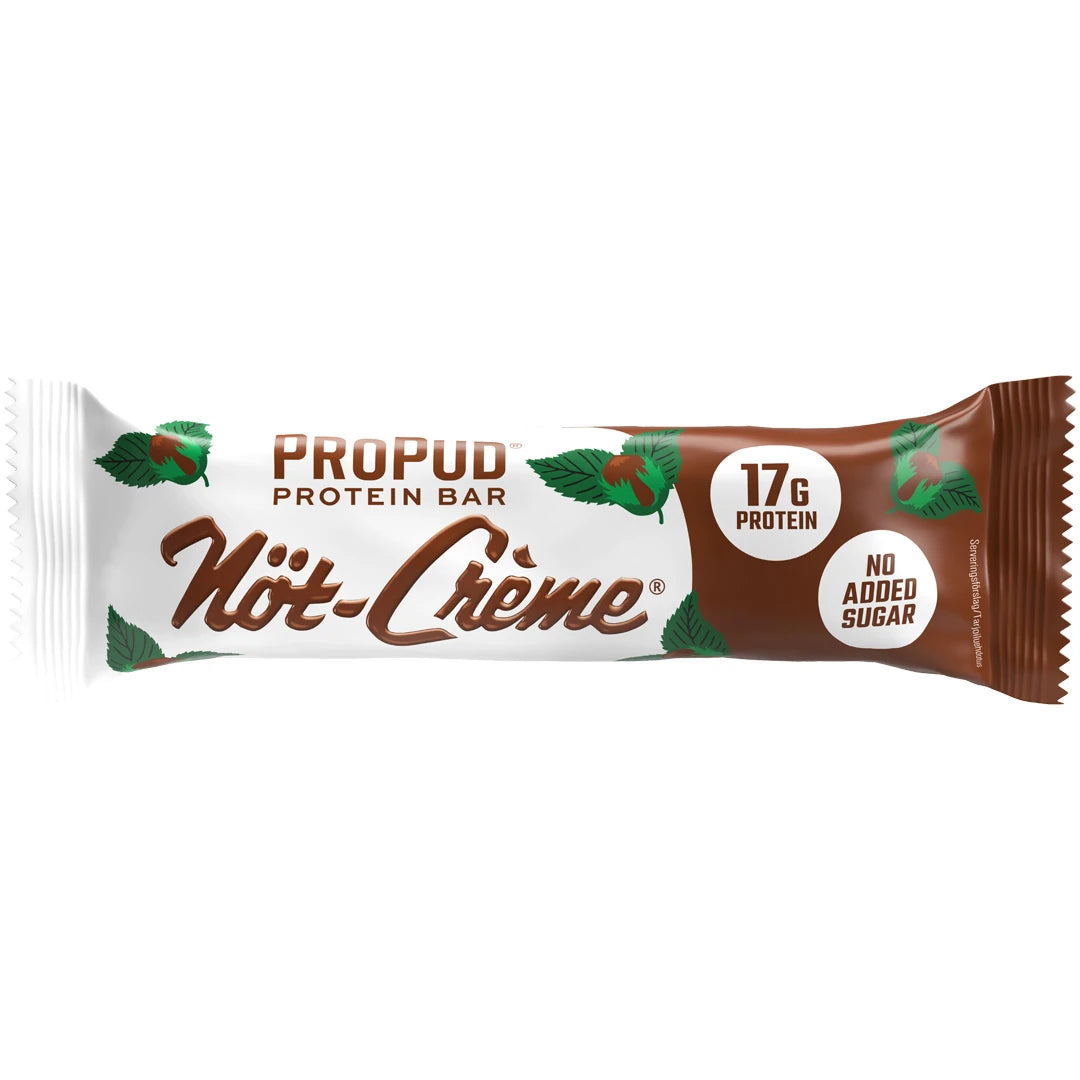 NJIE ProPud Proteinbar 55 g valko-ruskeassa pakkauksessa hasselpähkinöillä, makuna Nöt-crème., kuva 6/8