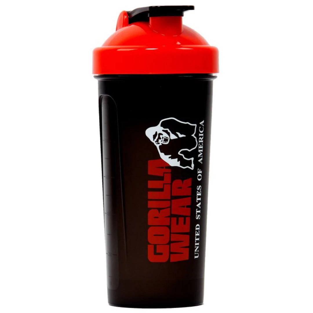 Musta Gorilla Wear XXL Shaker Black & Red punaisella kannella ja painetulla logolla.