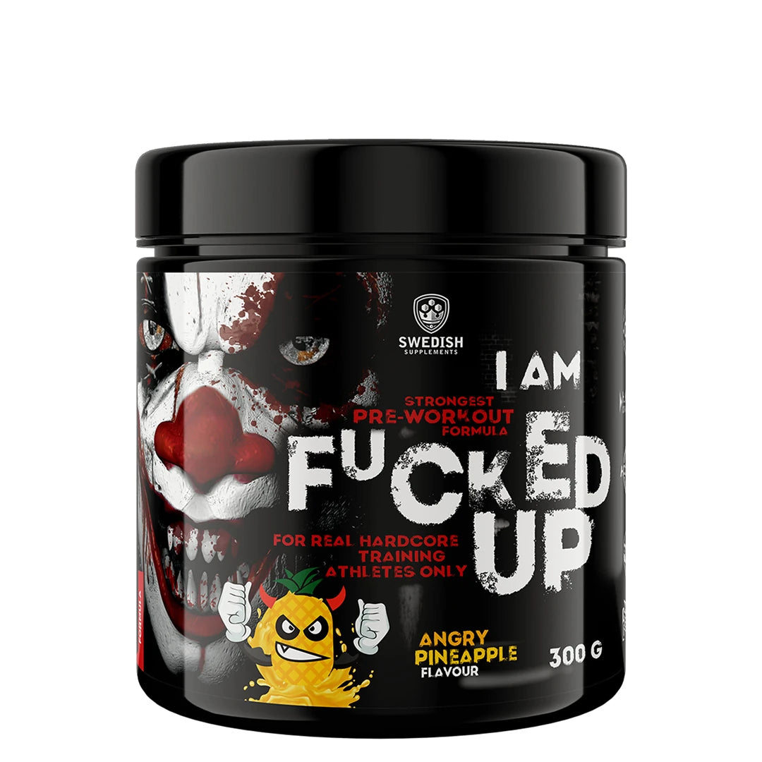 Swedish Supplements Fu*ked up Joker Edition PWO 300 g mustassa purkissa jokerikuvituksella, makuna Angry Pineapple., kuva 6/8