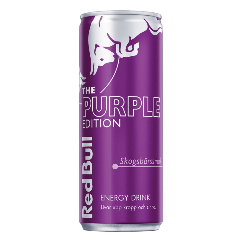 Red Bull energiajuoma 250 ml violetissa The Purple Edition -tölkissä, makuna metsämarja.