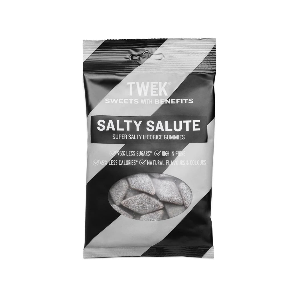 Tweek Sweets 80 g -makeiset mustavalkoraidallisessa pussissa, makuna Salty Salute., kuva 7/7