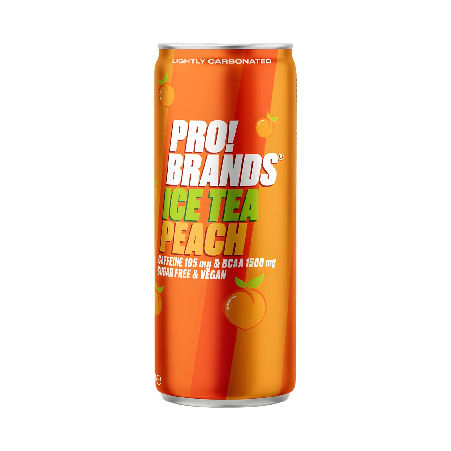 Pro Brands Drink 330 ml oranssissa tölkissä punaisilla yksityiskohdilla ja persikoilla, makuna Ice Tea Peach., kuva 3/5