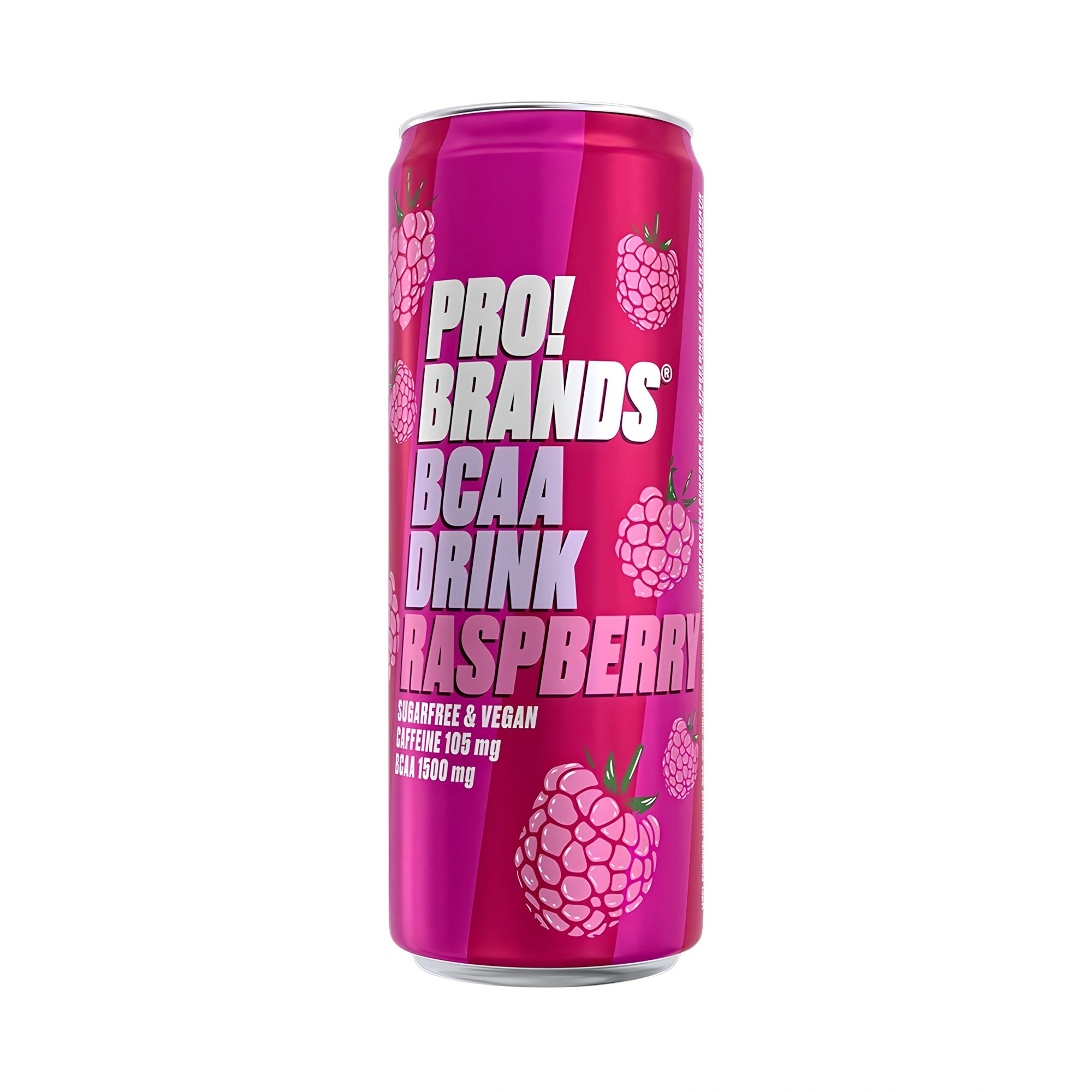 Pro Brands Drink 330 ml vaaleanpunaisessa, vadelmin koristellussa tölkissä, makuna Raspberry., kuva 4/5
