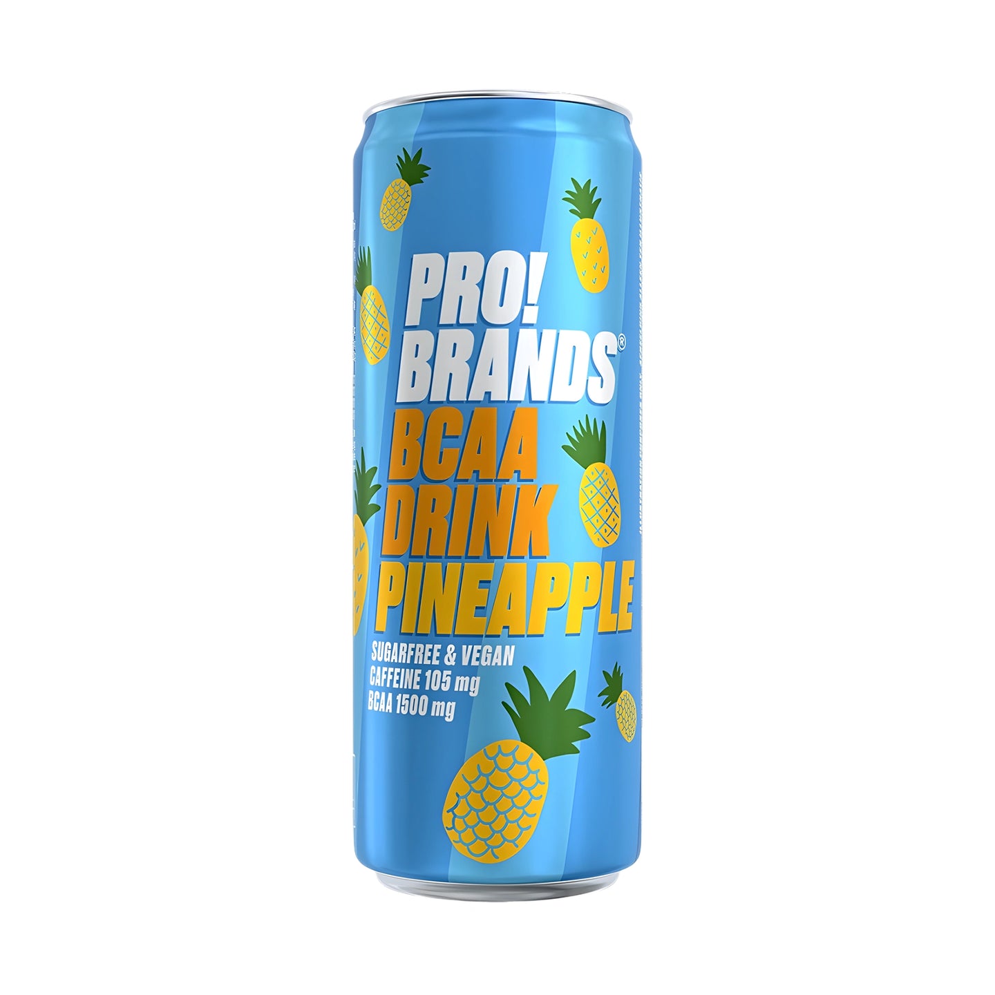 Pro Brands Drink 330 ml i en ljusblå burk dekorerad med ananas för smaken Pineapple., kuva 5/5