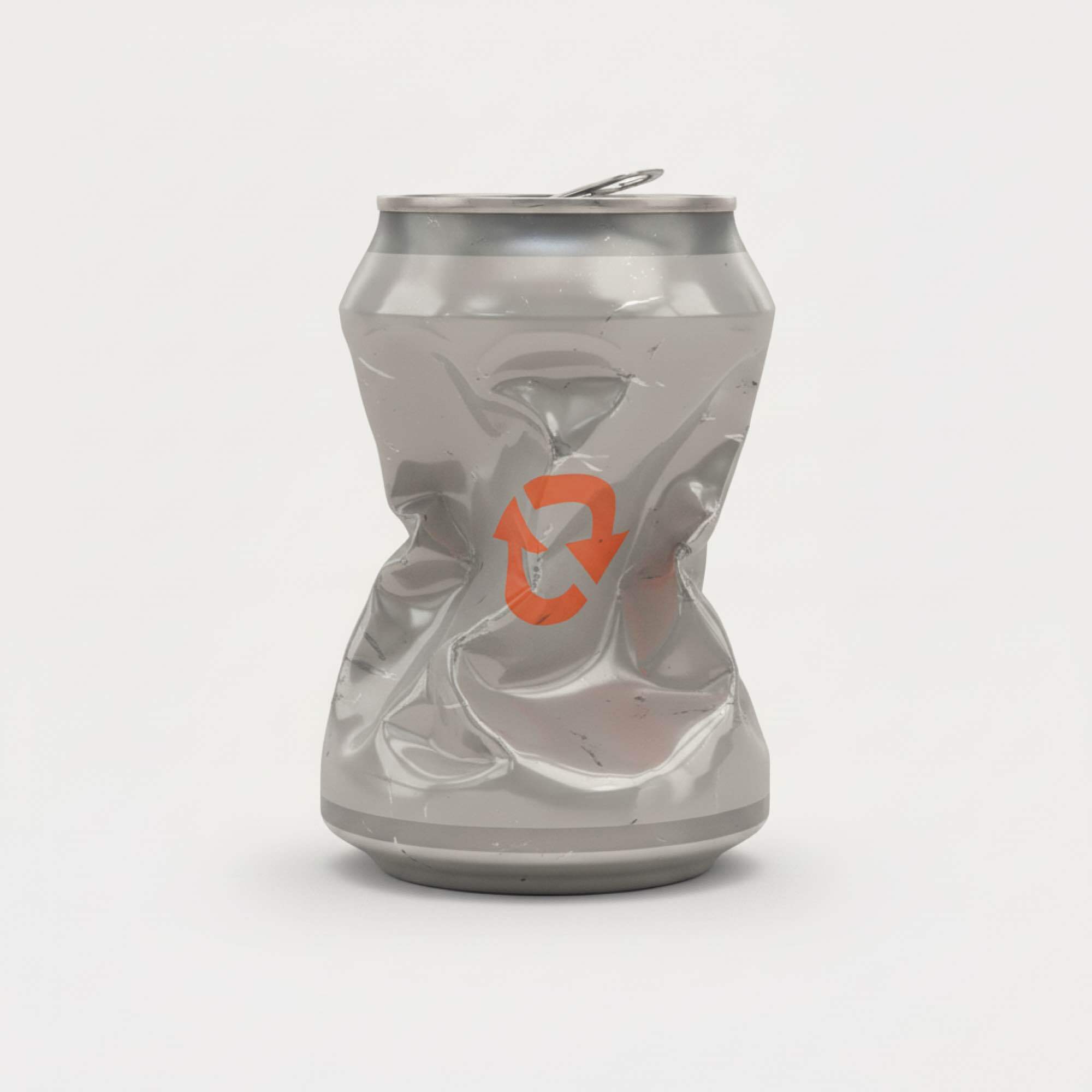 Tillknycklad silverfärgad aluminiumburk med orange retursymbol för Pant., kuva 1/1